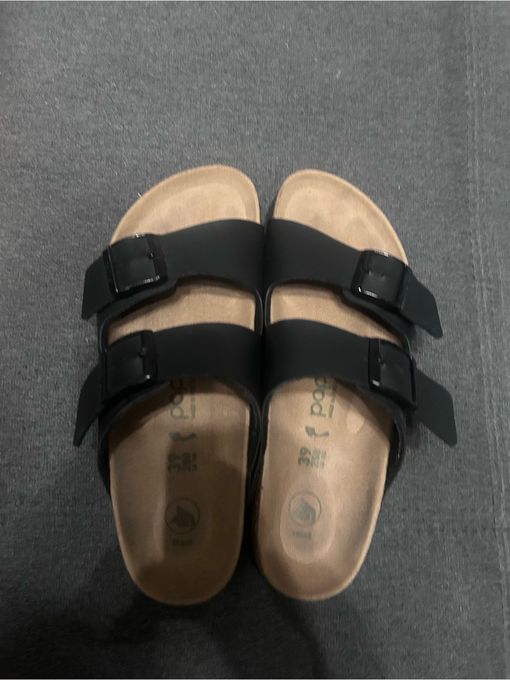 Papillio Black Double-Strap Cork platform Footbed Sandals
